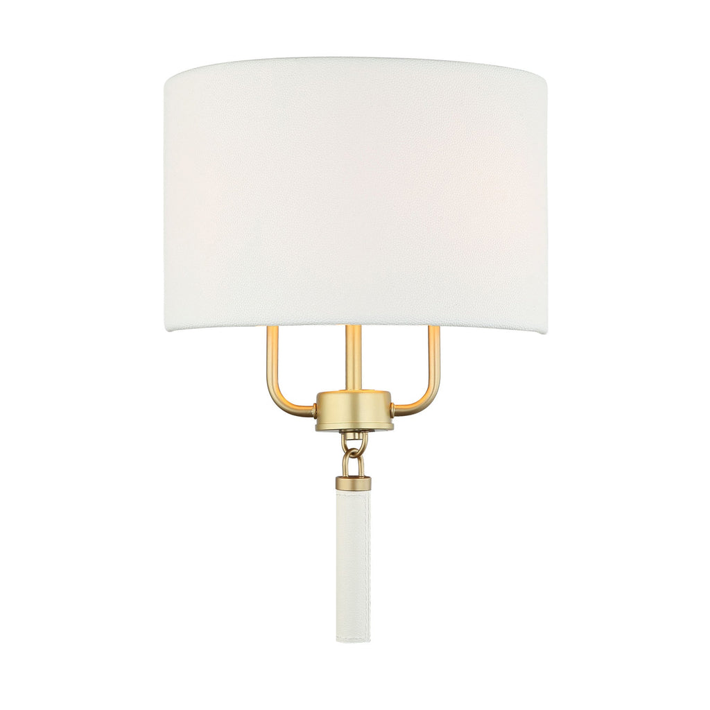 Secret Agent 2 Light Sconce - Painted Gold/White Leather