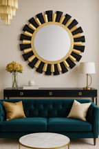 Daphne 36-in   Wall Mirror - Matte Black/French Gold
