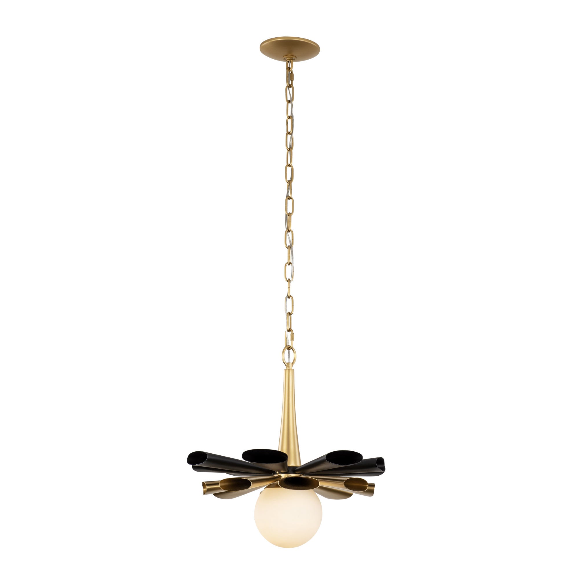 Daphne 1 Light Medium Pendant - Matte Black/French Gold