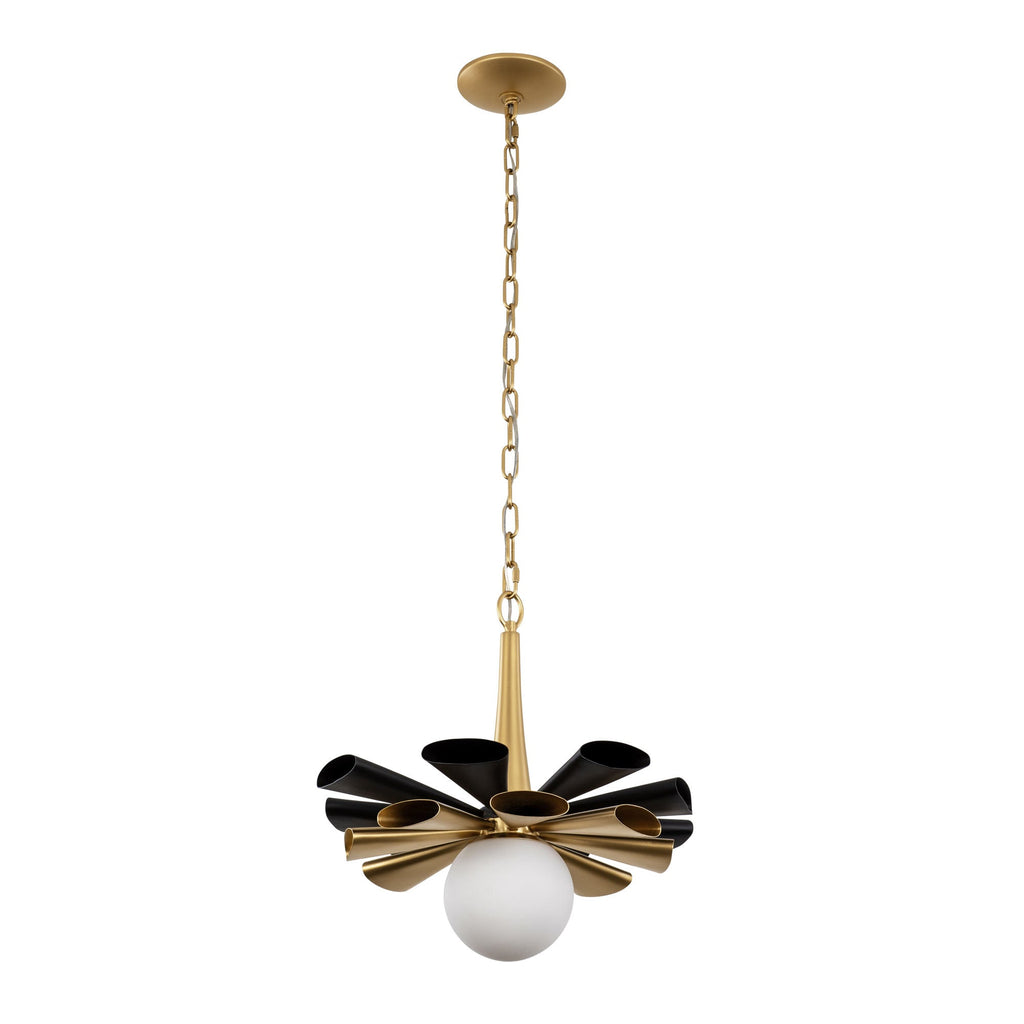 Daphne 1 Light Medium Pendant - Matte Black/French Gold