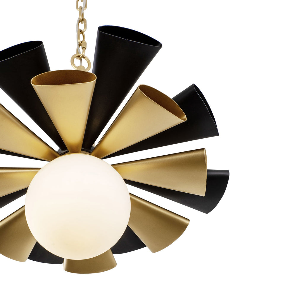 Daphne 1 Light Medium Pendant - Matte Black/French Gold