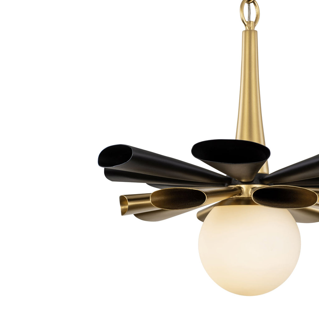 Daphne 1 Light Medium Pendant - Matte Black/French Gold