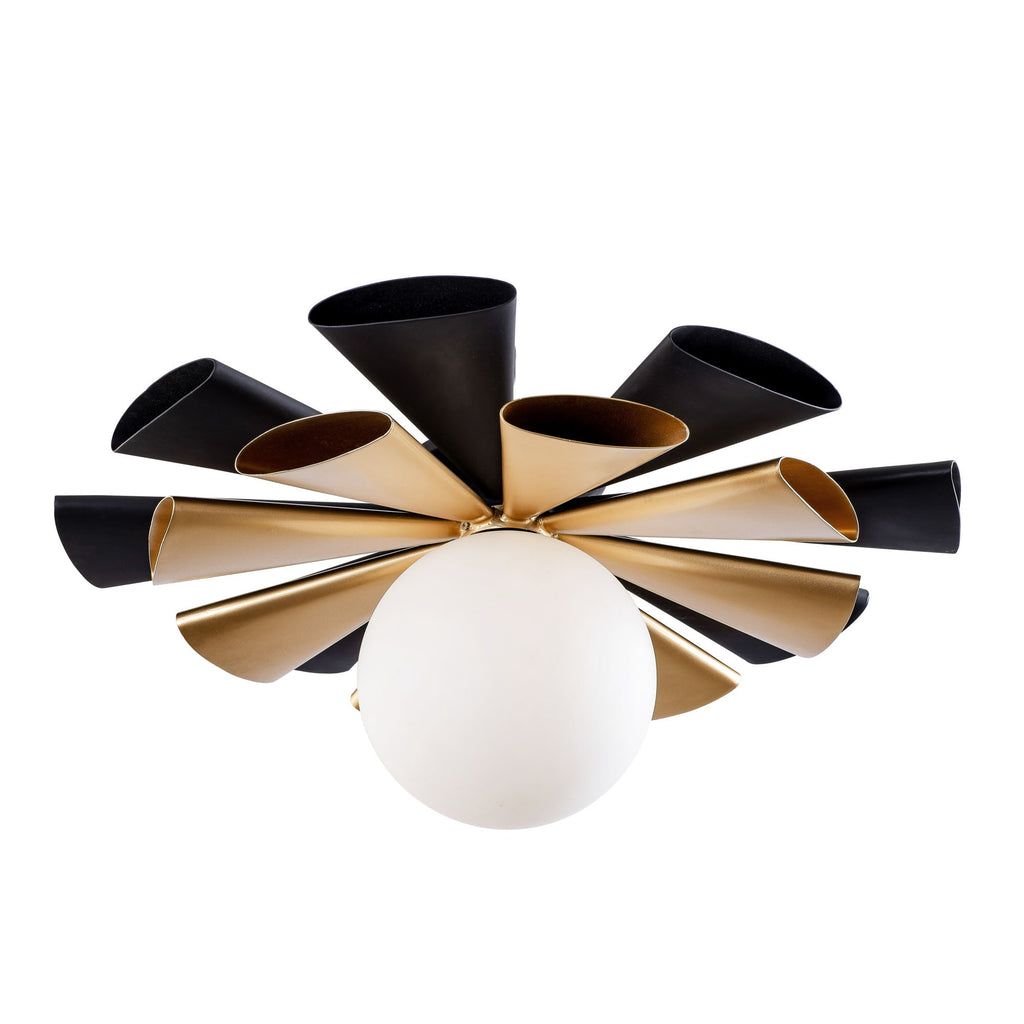 Daphne 1 Light Large Convertible Flush Mount/Sconce - Matte Black/French Gold