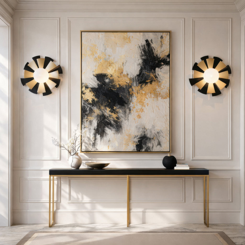 Daphne 1 Light Medium Convertible Flush Mount/Sconce - Matte Black/French Gold