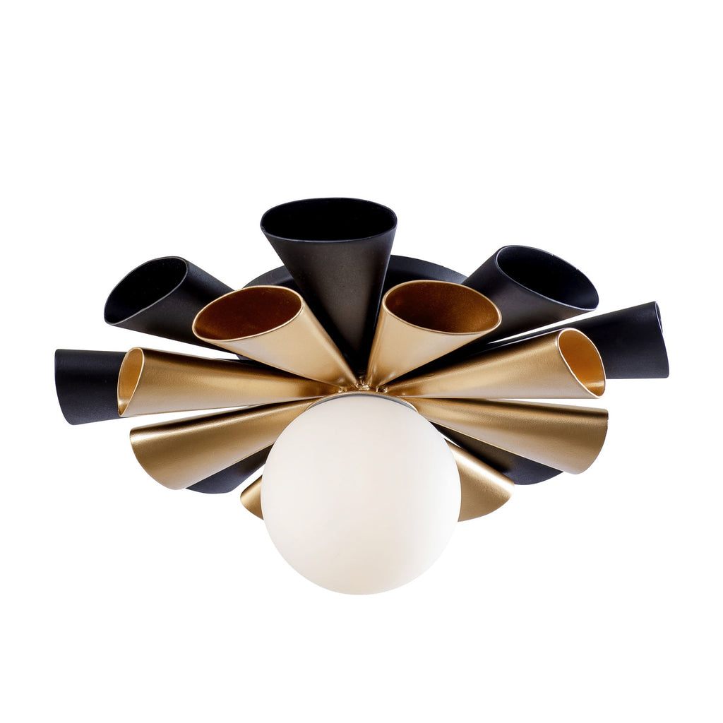 Daphne 1 Light Small Convertible Flush Mount/Sconce - Matte Black/French Gold