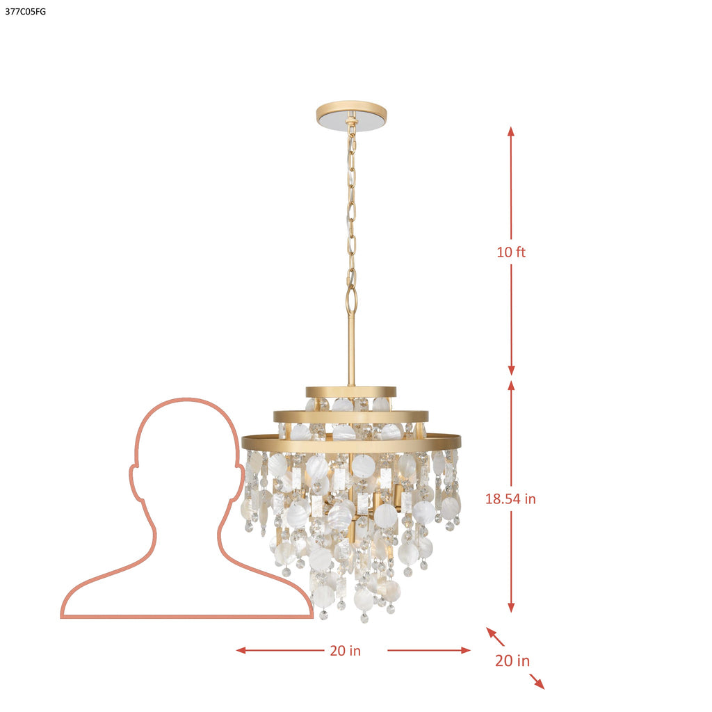 Kalani 5 Light Chandelier - French Gold