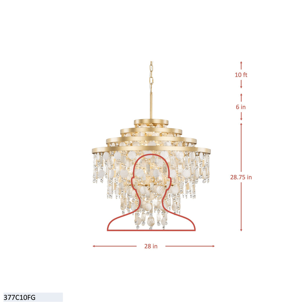 Kalani 10 Light Chandelier - French Gold