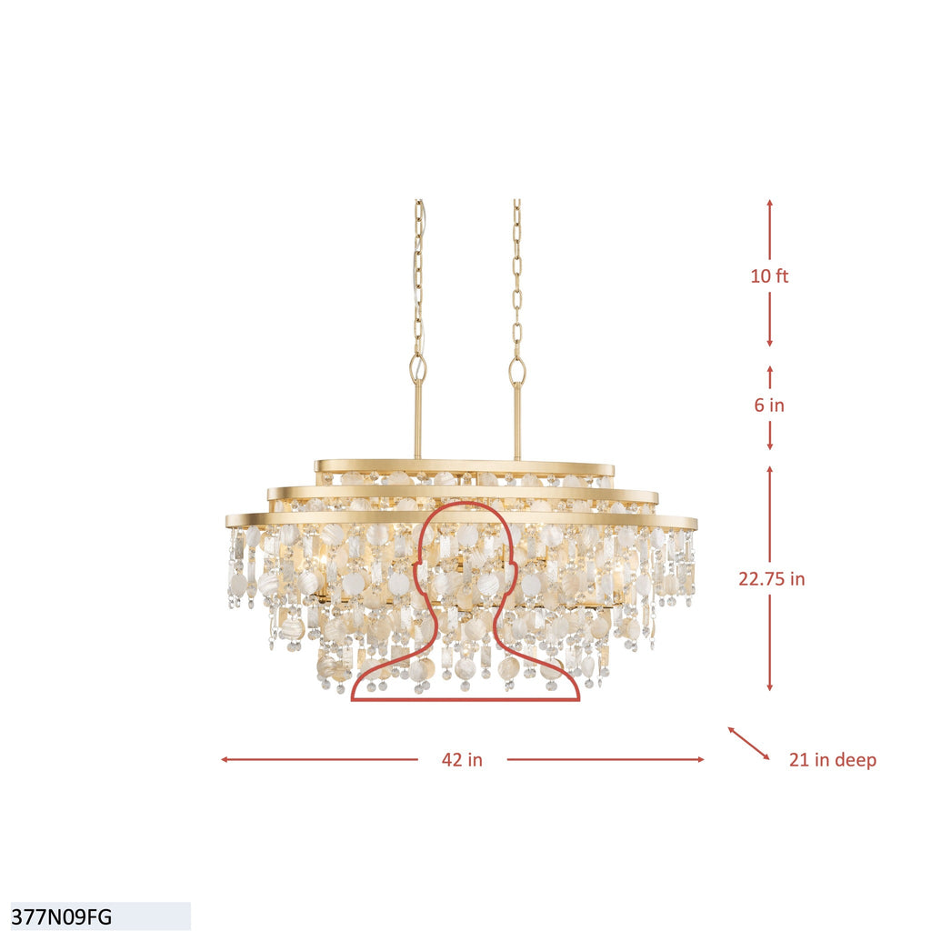 Kalani 9 Light Linear Pendant - French Gold