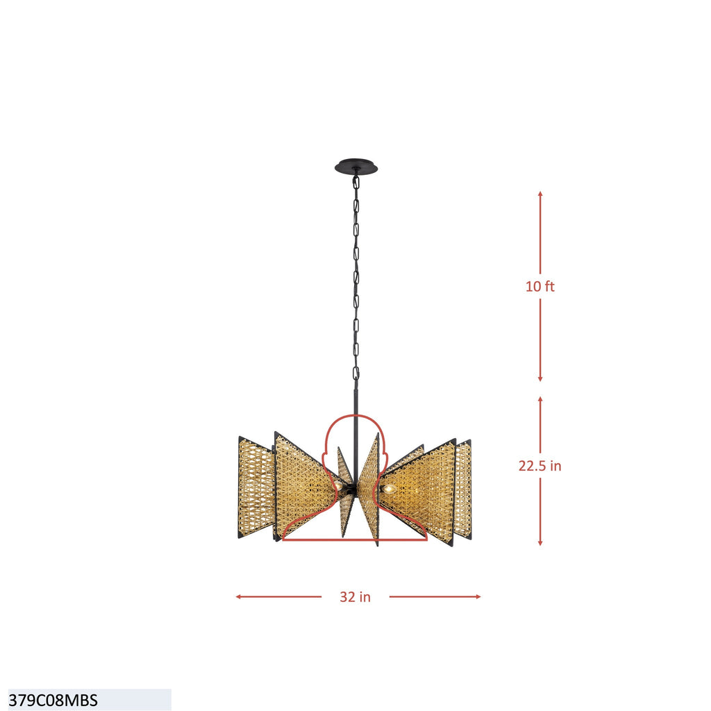 Machina 8 Light Chandelier - Matte Black/Sulihiya