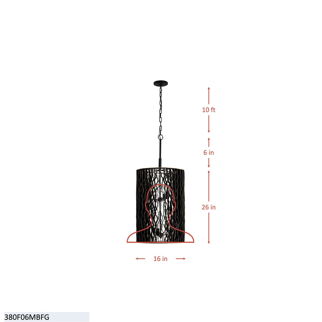 Estela 6 Light Foyer - Matte Black/French Gold