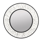 Estela 30-in Round Wall Mirror - Matte Black/French Gold