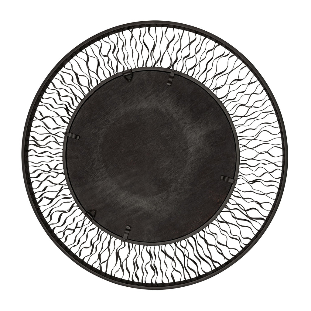 Estela 30-in Round Wall Mirror - Matte Black/French Gold