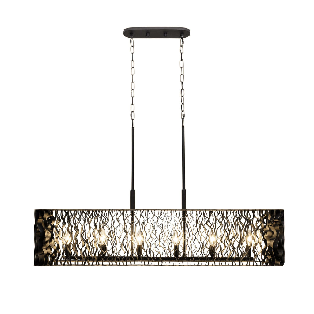 Estela 6 Light   Linear Pendant - Matte Black/French Gold