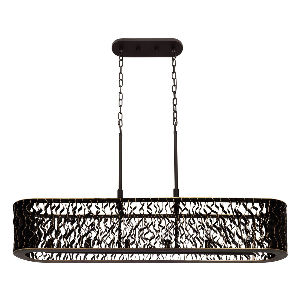 Estela 6 Light   Linear Pendant - Matte Black/French Gold