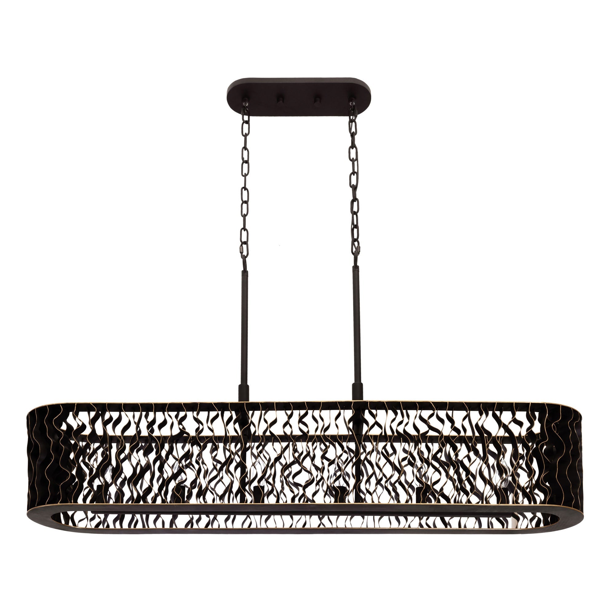Estela 6 Light   Linear Pendant - Matte Black/French Gold