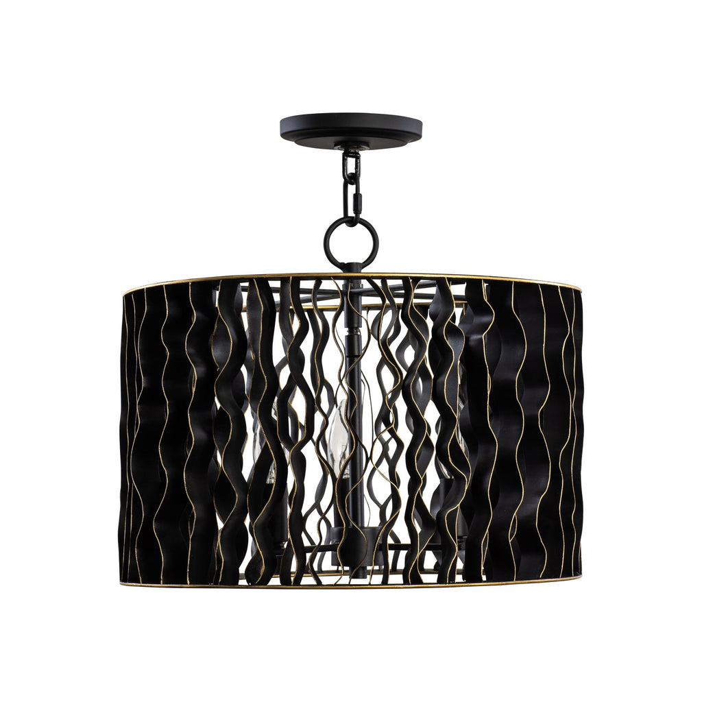 Estela 3 Light Convertible Pendant/Semi-Flush - Matte Black/French Gold