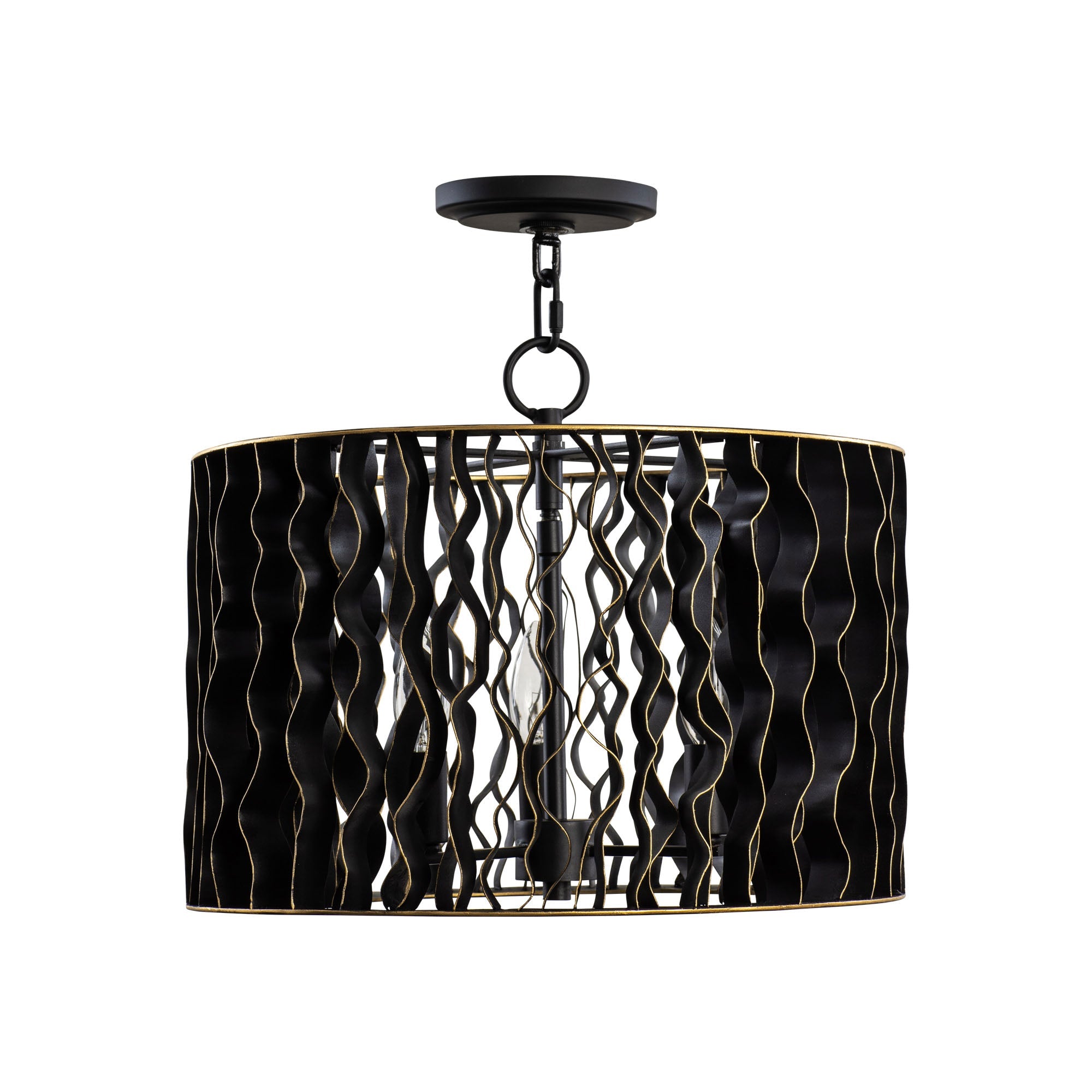 Estela 3 Light Convertible Pendant/Semi-Flush - Matte Black/French Gold