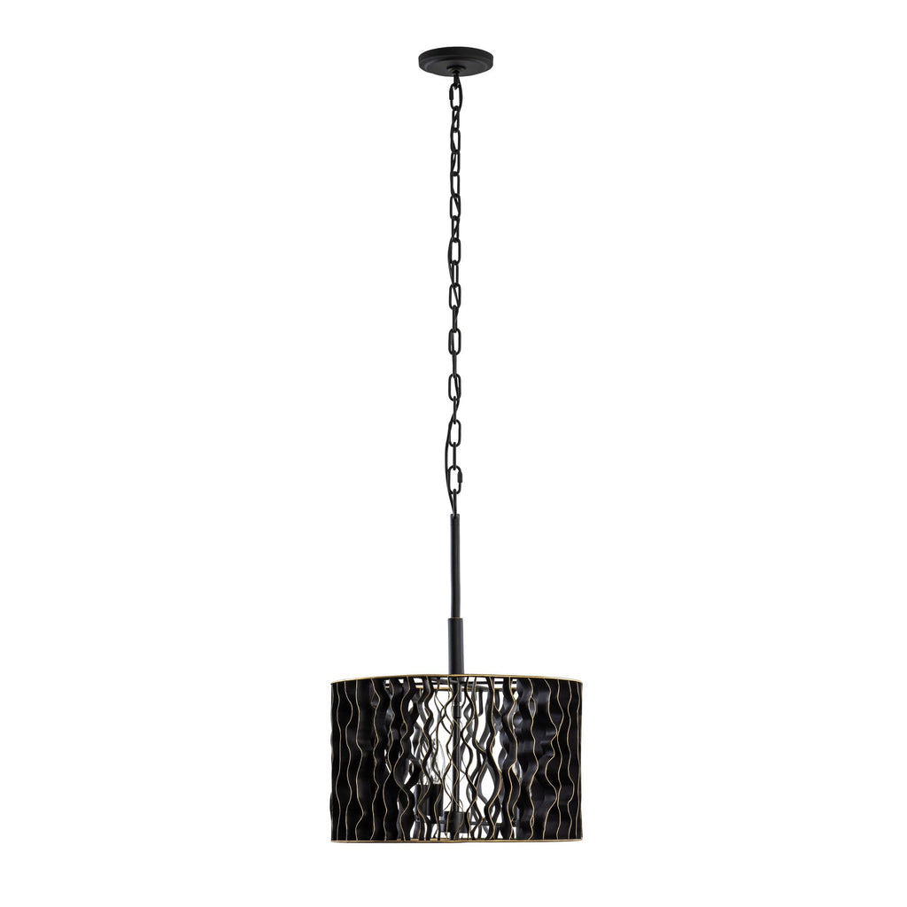 Estela 3 Light Convertible Pendant/Semi-Flush - Matte Black/French Gold