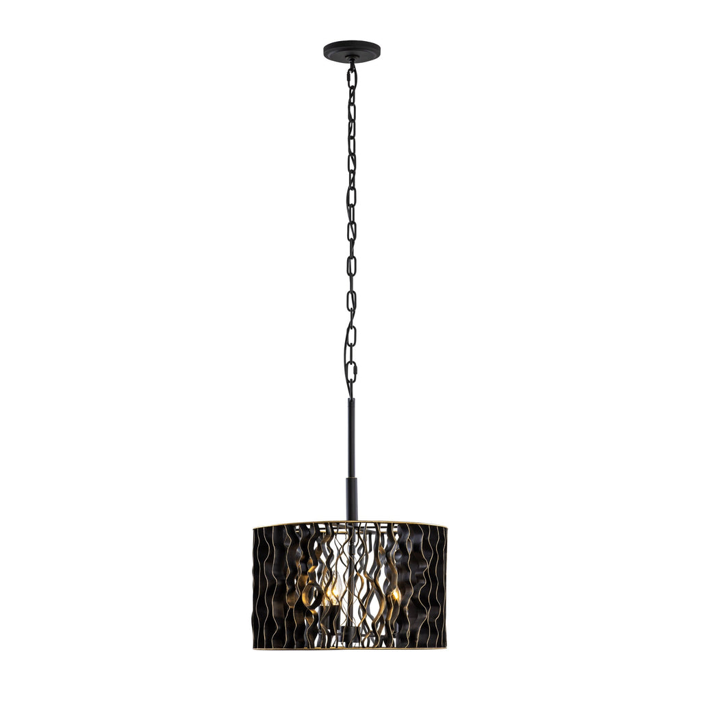 Estela 3 Light Convertible Pendant/Semi-Flush - Matte Black/French Gold