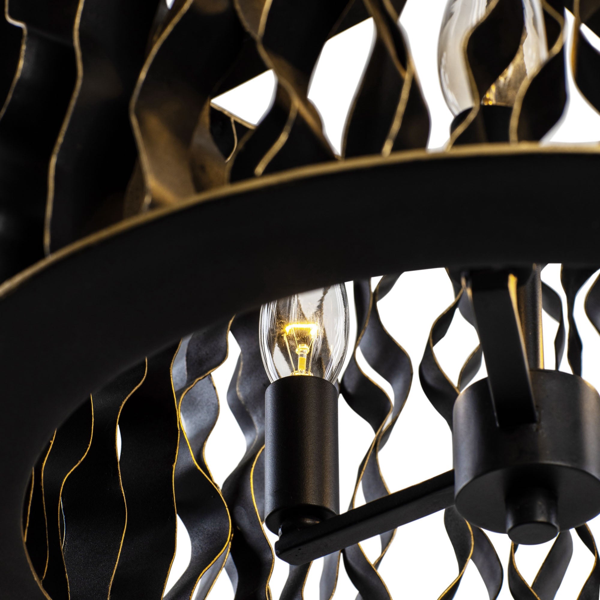 Estela 3 Light Convertible Pendant/Semi-Flush - Matte Black/French Gold