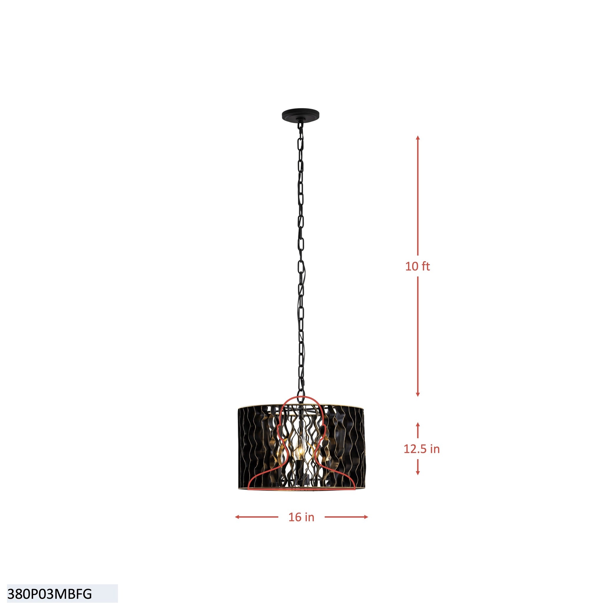 Estela 3 Light Convertible Pendant/Semi-Flush - Matte Black/French Gold