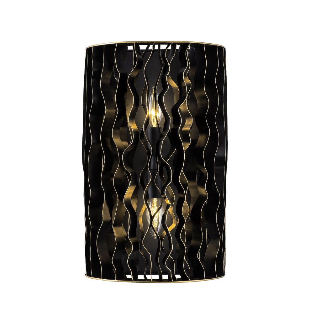 Estela 2 Light Sconce - Matte Black/French Gold
