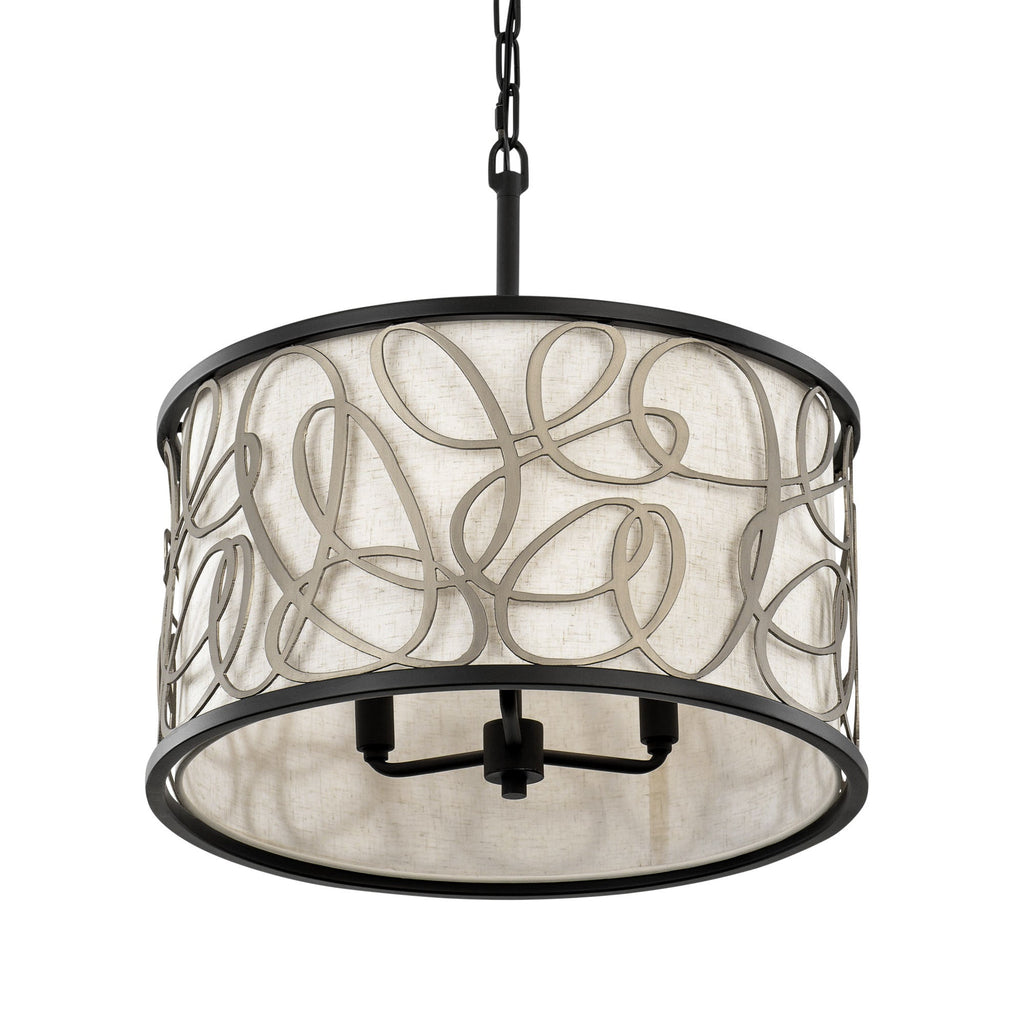 Scribble 3 Light Convertible Pendant/Semi-Flush - Matte Black/Artifact