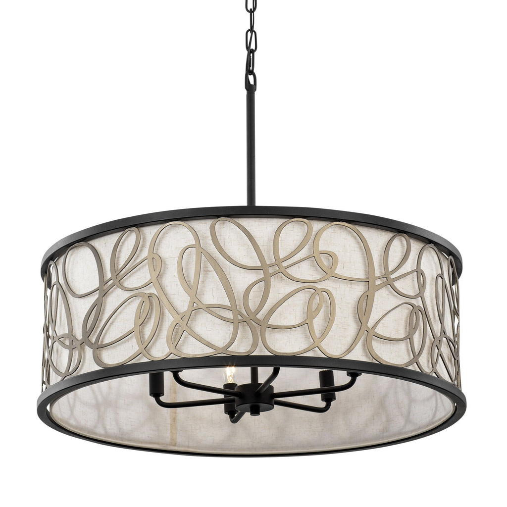 Scribble 6 Light Pendant - Matte Black/Artifact