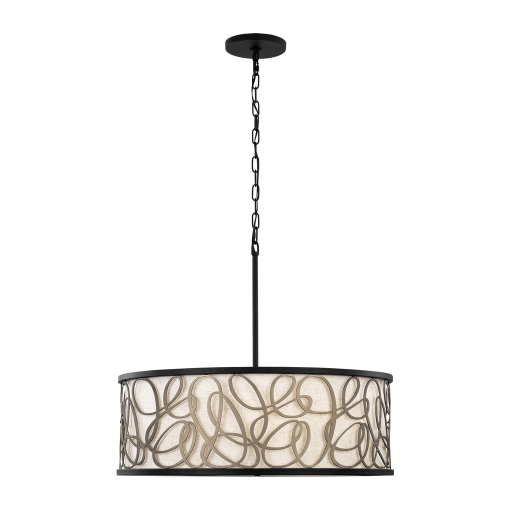 Scribble 6 Light Pendant - Matte Black/Artifact