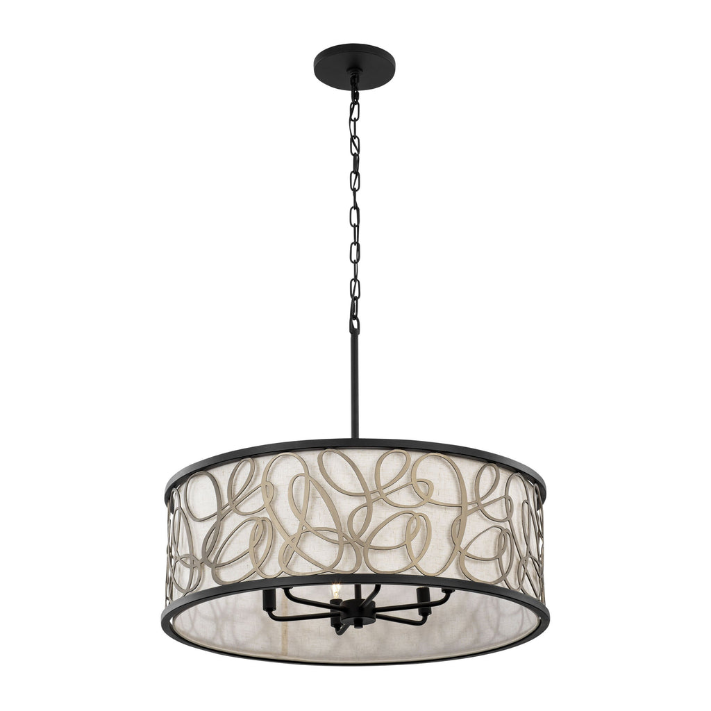 Scribble 6 Light Pendant - Matte Black/Artifact