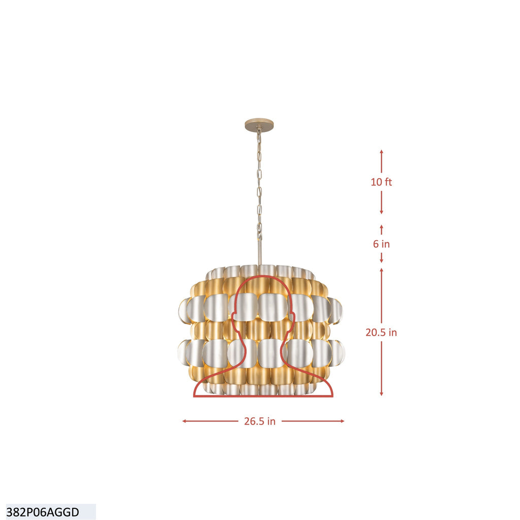 Swoon 6 Light Pendant - Antique Gold/Gold Dust