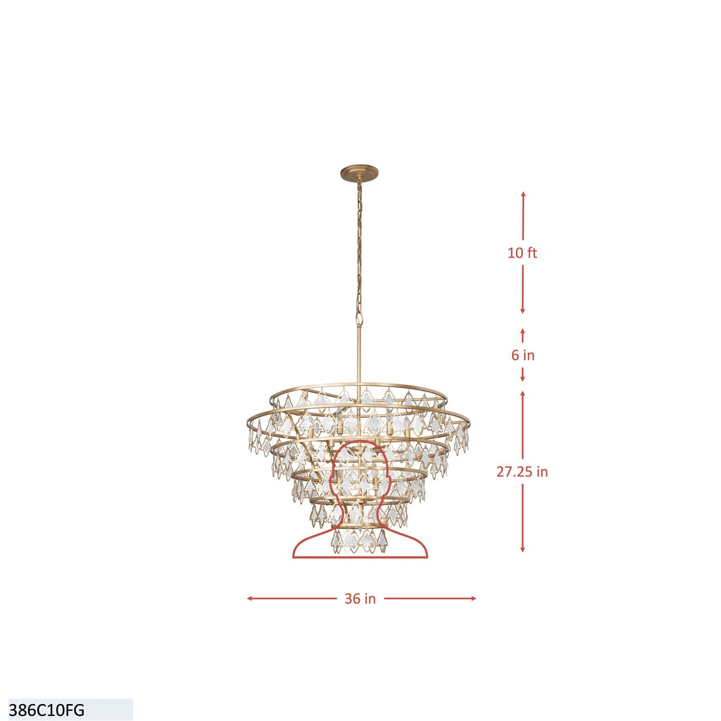 Fleur 10 Light   Chandelier - French Gold