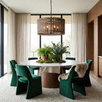 Suratto 6 Light   Pendant - Matte Black/Medium Walnut