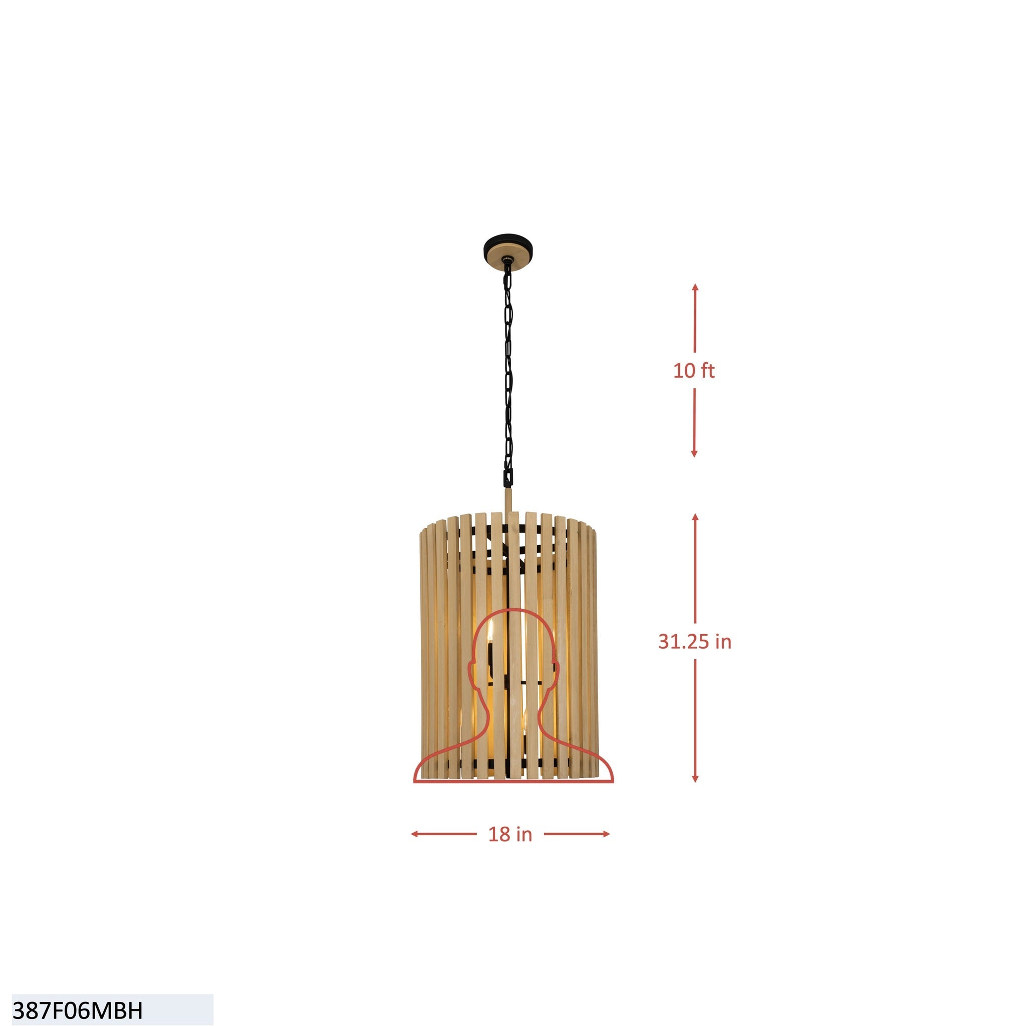 Suratto 6 Light   Foyer - Matte Black/Honey Blonde