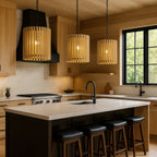 Suratto 6 Light   Foyer - Matte Black/Honey Blonde