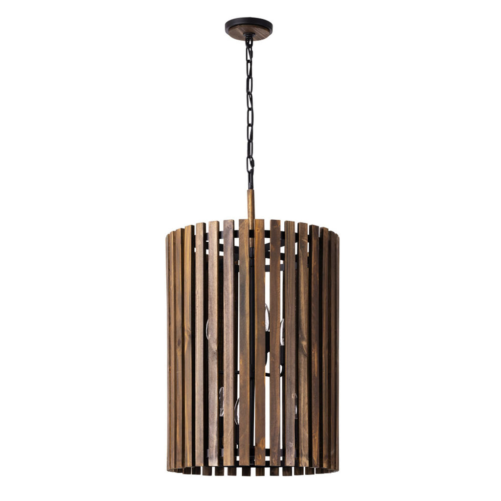 Suratto 6 Light   Foyer - Matte Black/Medium Walnut