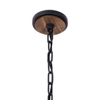 Suratto 6 Light   Foyer - Matte Black/Medium Walnut