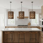 Suratto 6 Light   Foyer - Matte Black/Medium Walnut