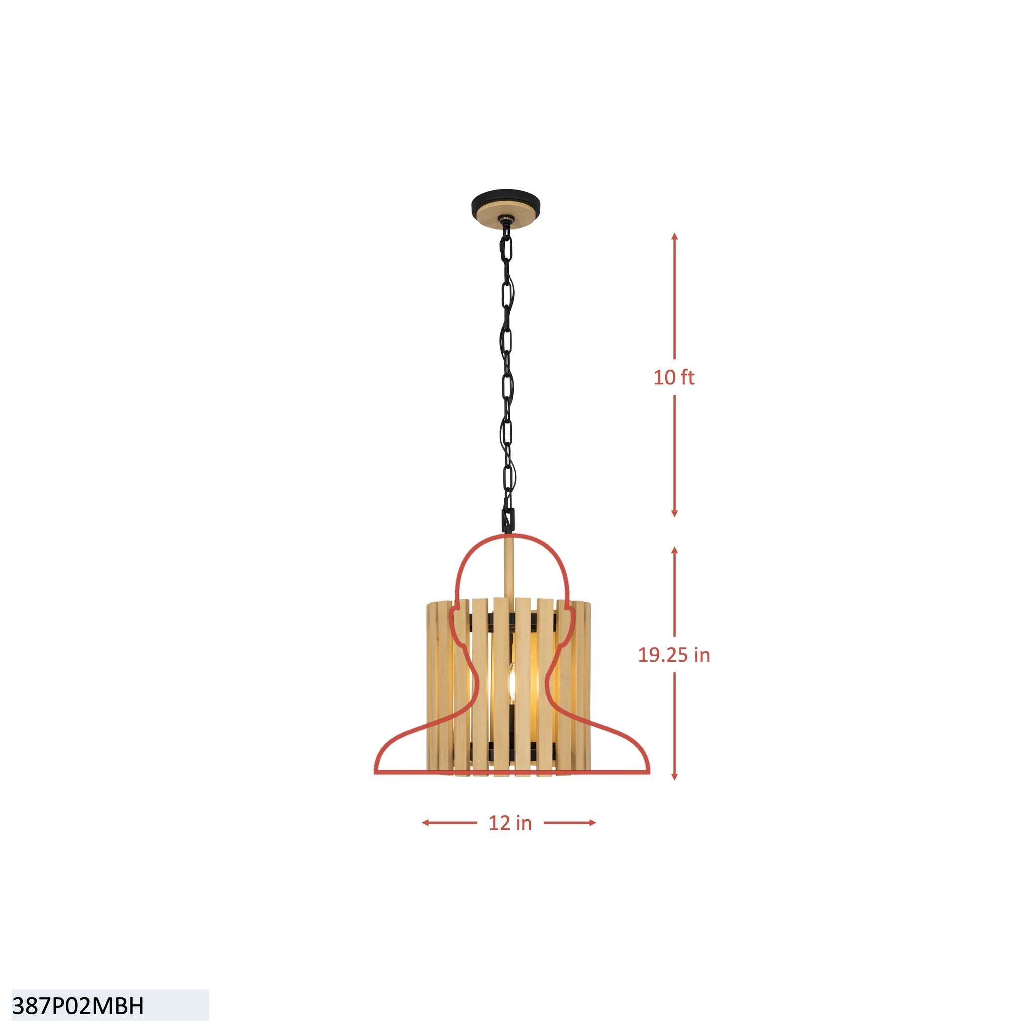 Suratto 2 Light   Pendant - Matte Black/Medium Walnut