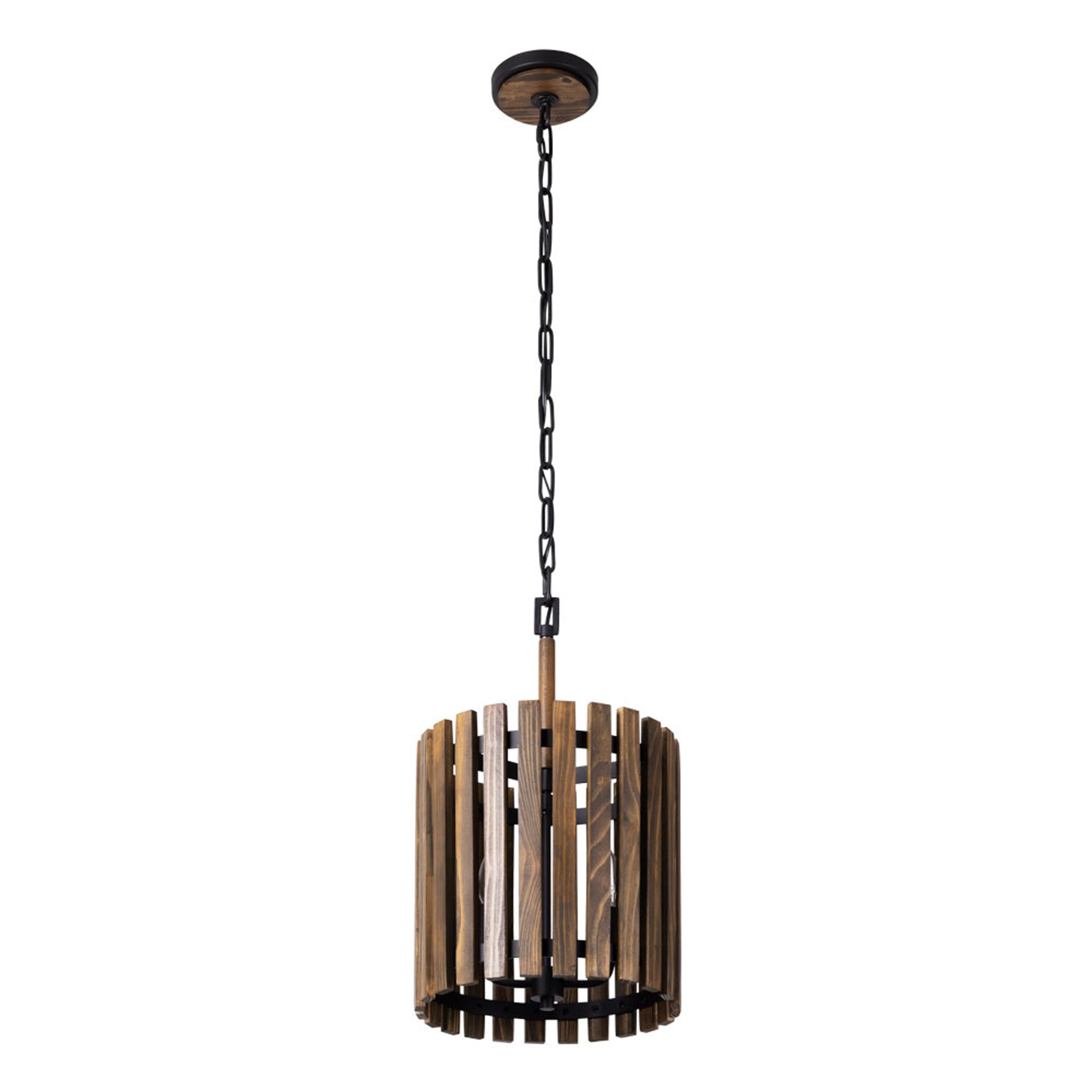 Suratto 2 Light   Pendant - Matte Black/Medium Walnut