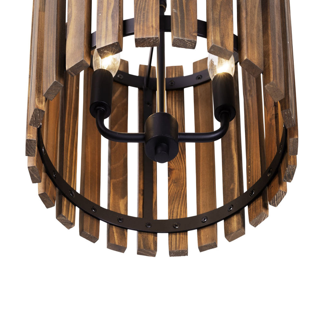 Suratto 2 Light   Pendant - Matte Black/Medium Walnut