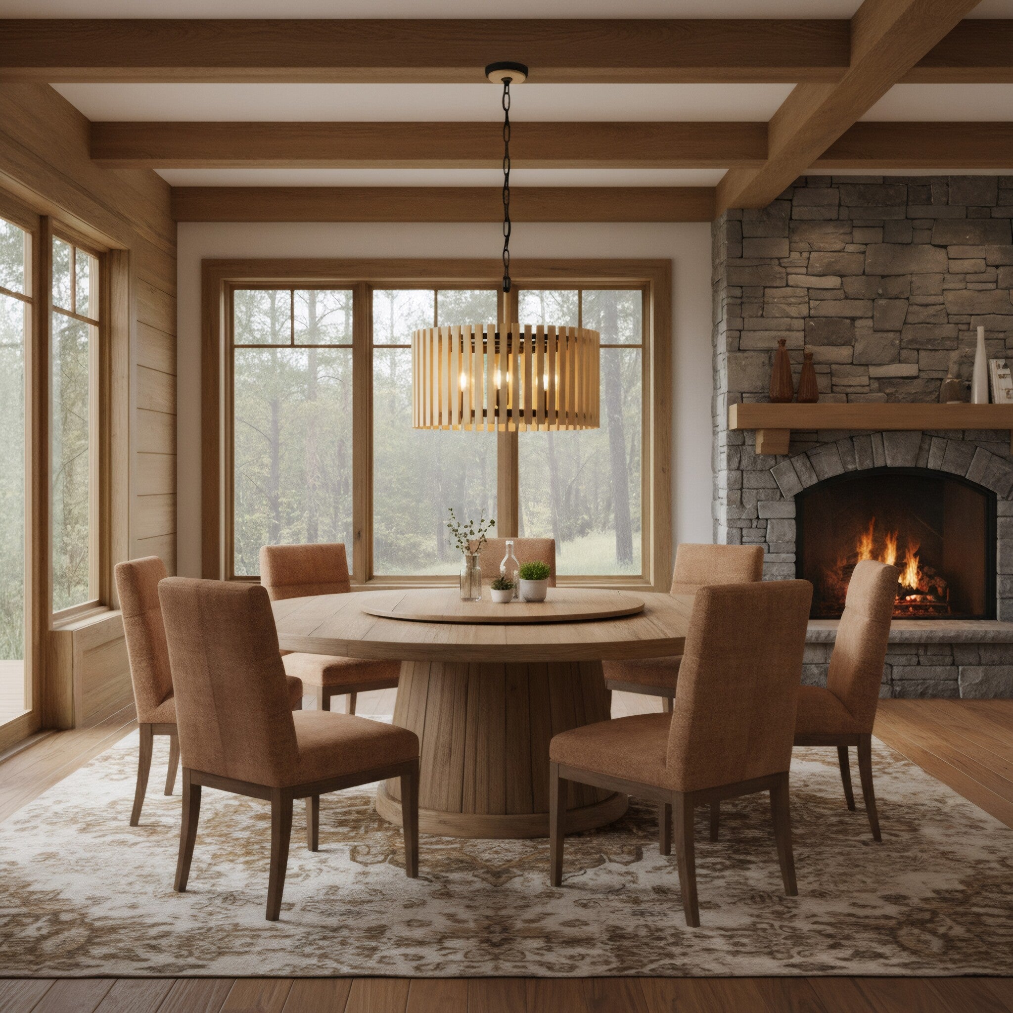 Suratto 6 Light   Pendant - Matte Black/Honey Blonde