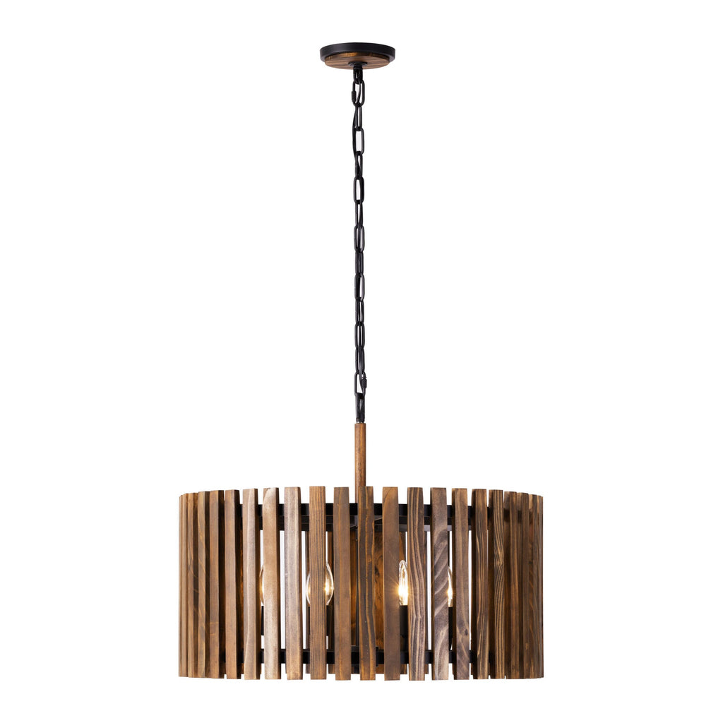 Suratto 6 Light   Pendant - Matte Black/Medium Walnut