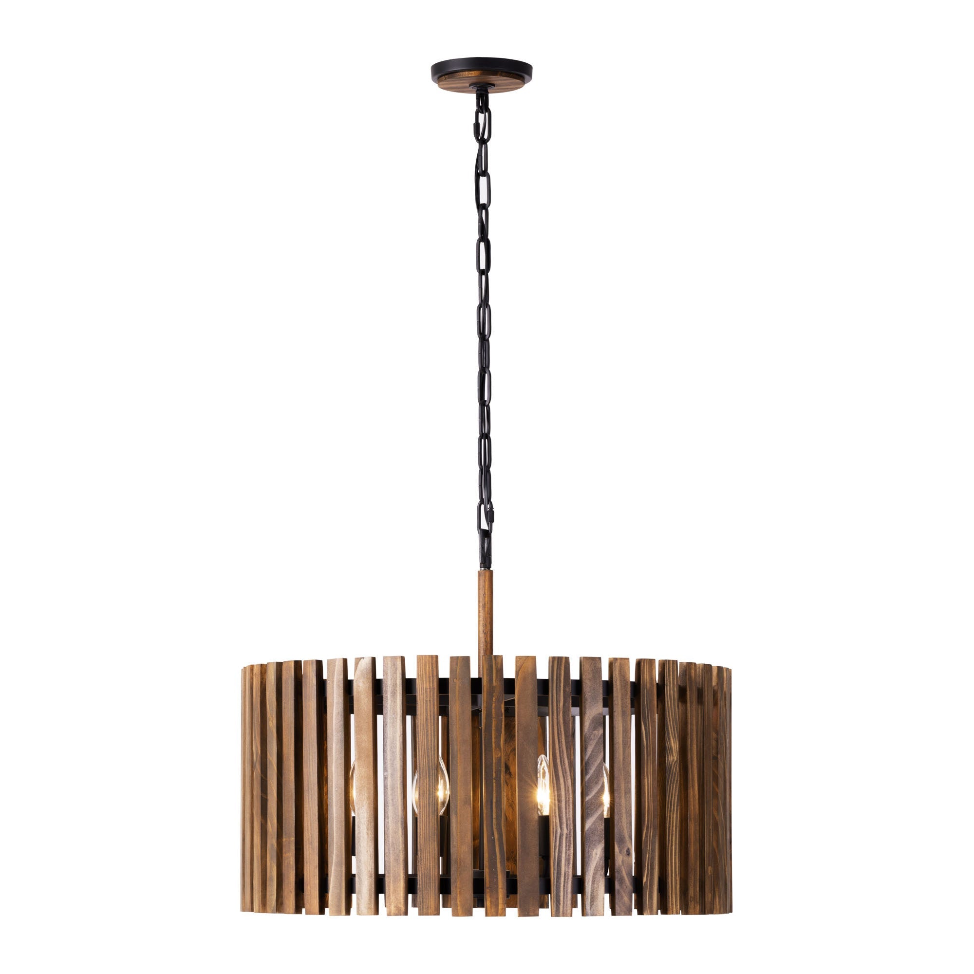 Suratto 6 Light   Pendant - Matte Black/Medium Walnut