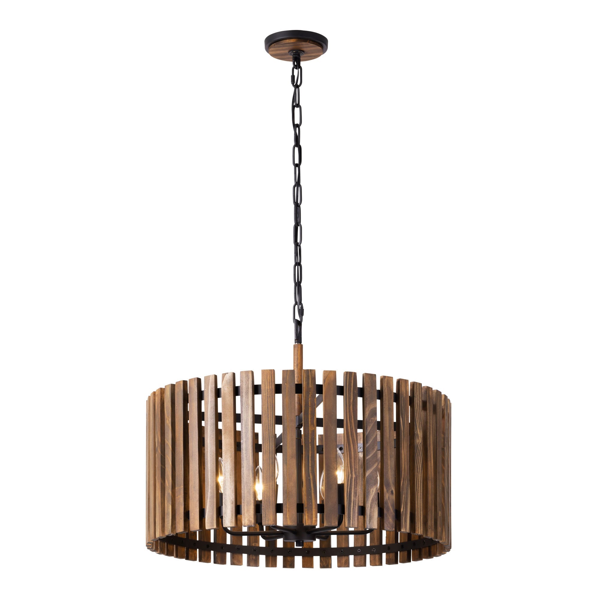 Suratto 6 Light   Pendant - Matte Black/Medium Walnut