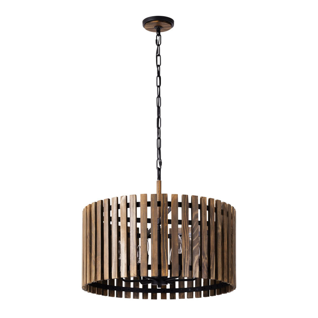 Suratto 6 Light   Pendant - Matte Black/Medium Walnut