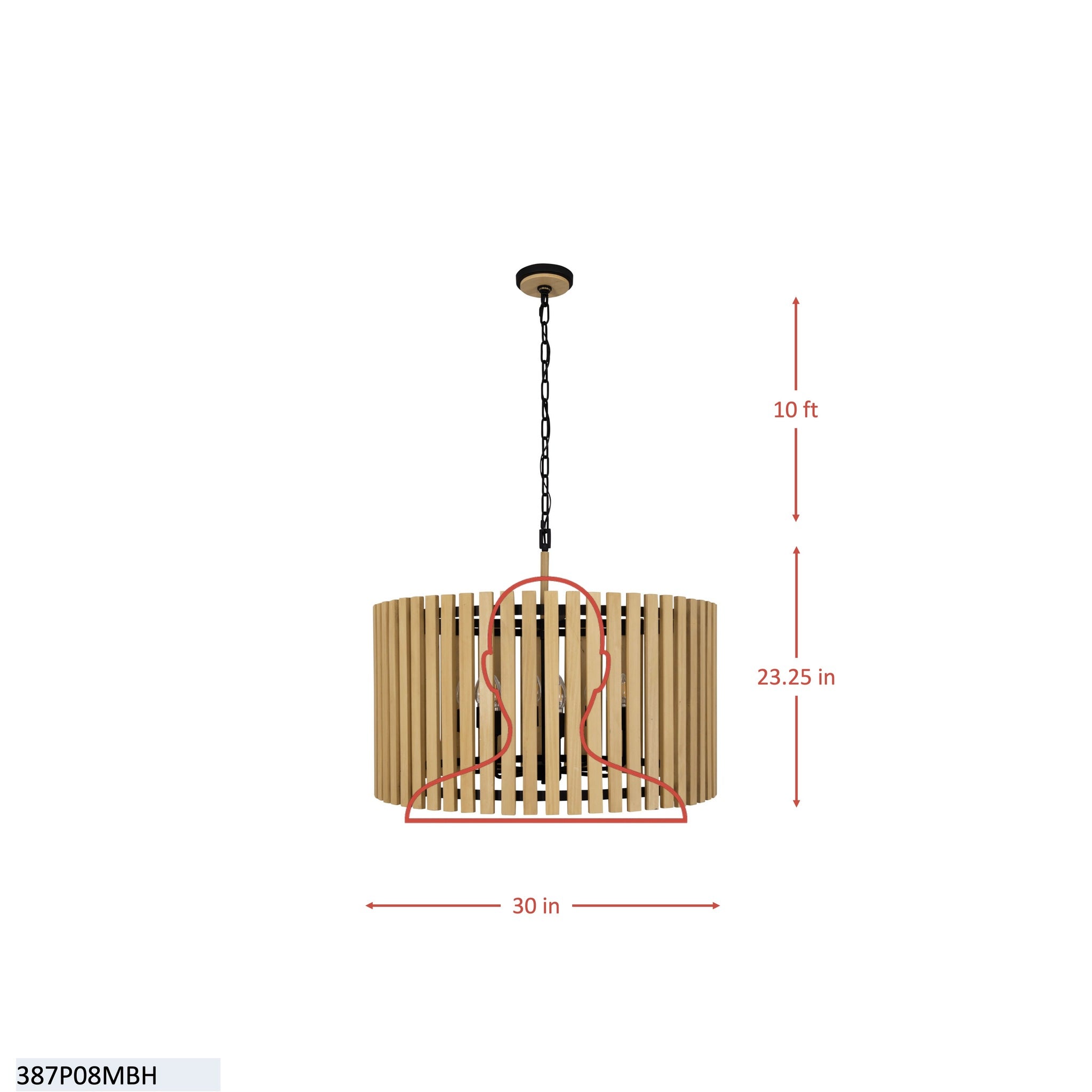 Suratto 8 Light   Pendant - Matte Black/Honey Blonde