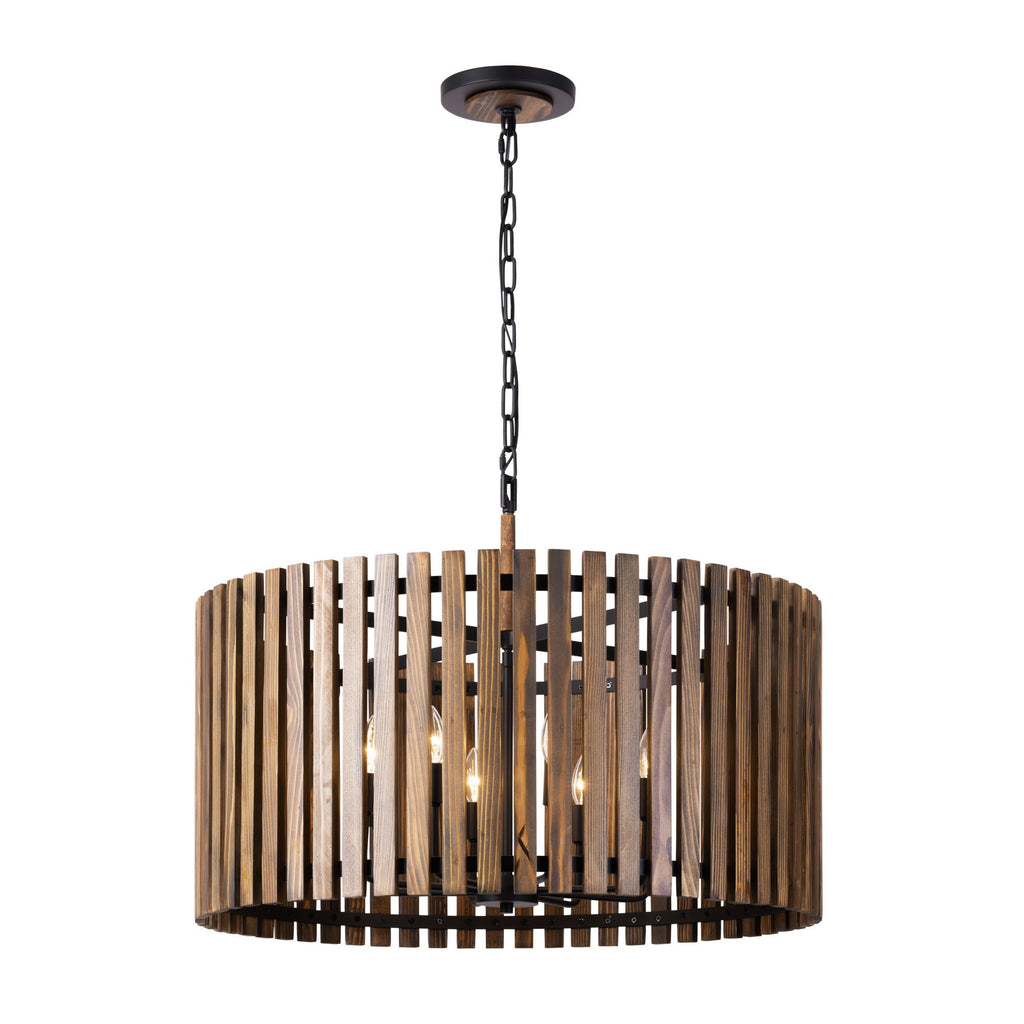 Suratto 8 Light   Pendant - Matte Black/Medium Walnut