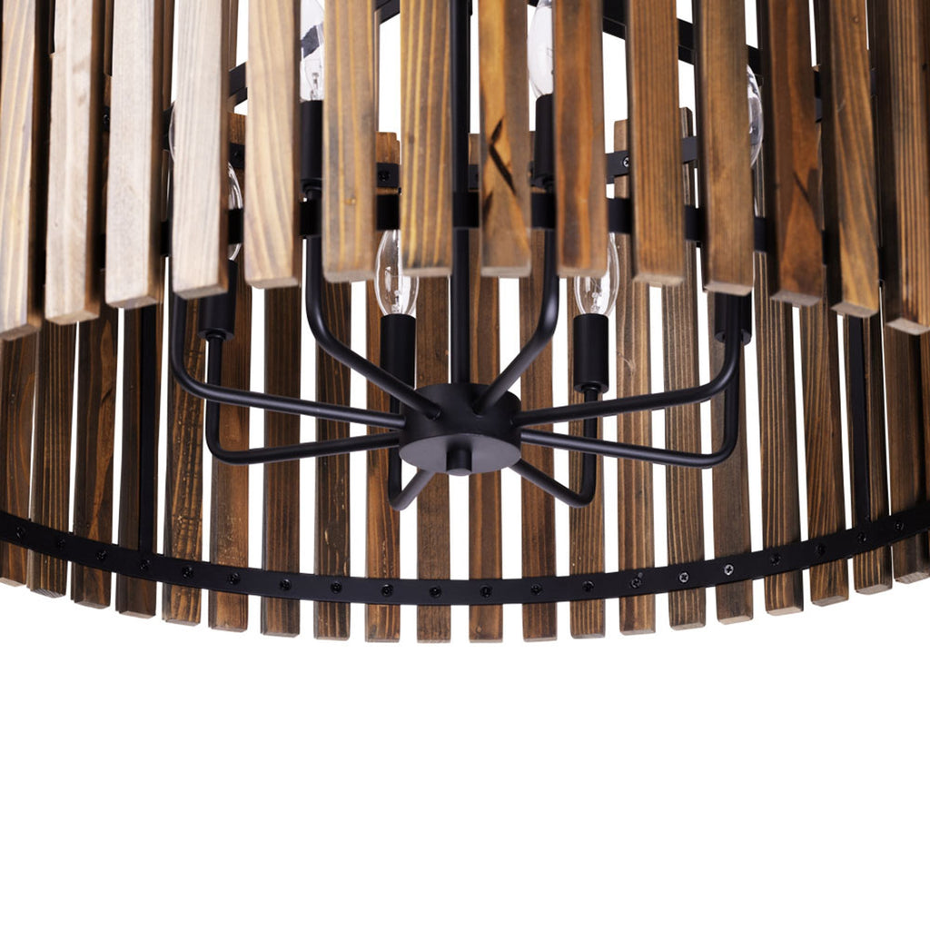 Suratto 8 Light   Pendant - Matte Black/Medium Walnut