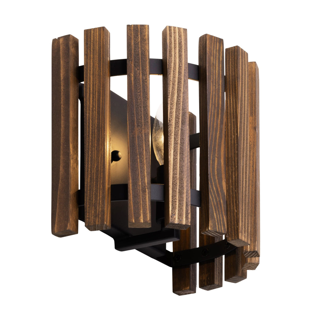 Suratto 1 Light   Sconce - Matte Black/Medium Walnut